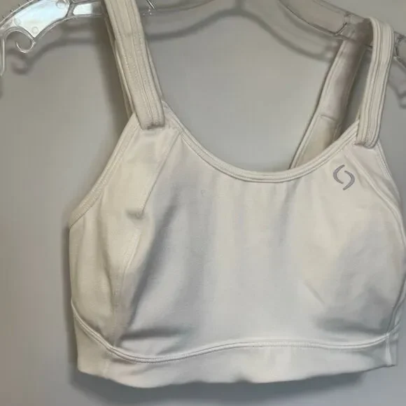 B27  Brooks Moving comfort Women Fiona white sport bra size 32DD NWOT - Picture 3 of 7
